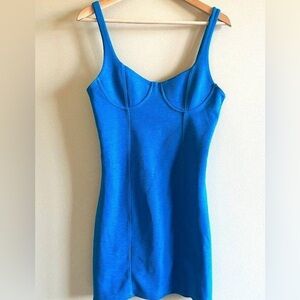 Zara corset detail blue mini dress